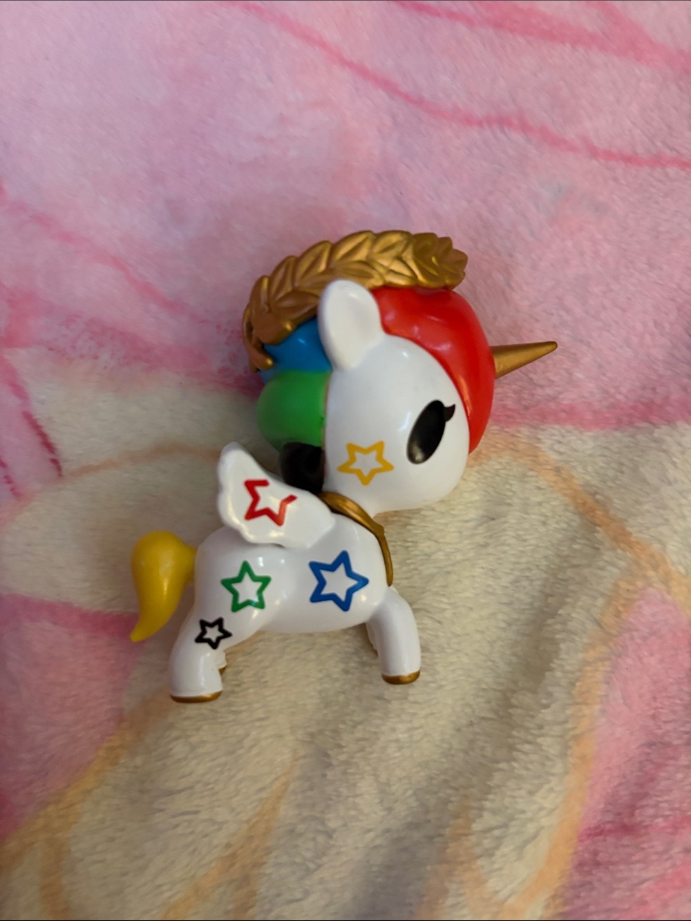 tokidoki Rainbow Mane White Unicorn Figure with Gold Horn